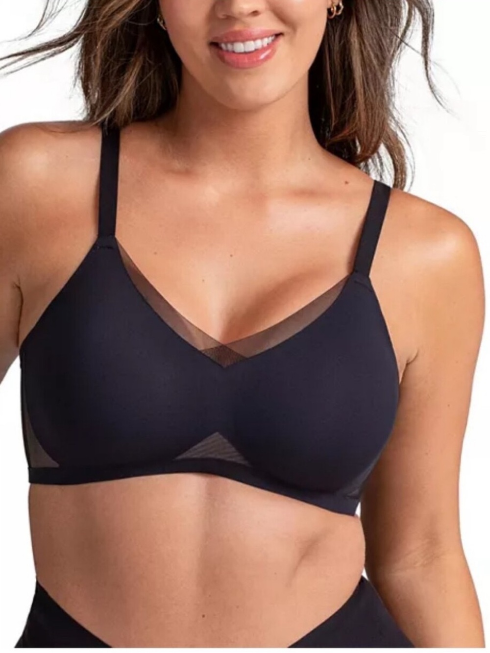Honeylove Women’s Crossover Wireless Bra Size 32D/DD Black No Padding EUC